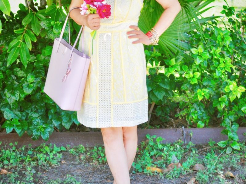 Yellow eyelet dress – spring to summer and How I lost 10 lbs in 5 weeks