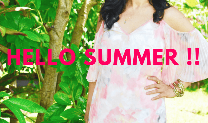 Peach floral cold shoulder dress and hello summer