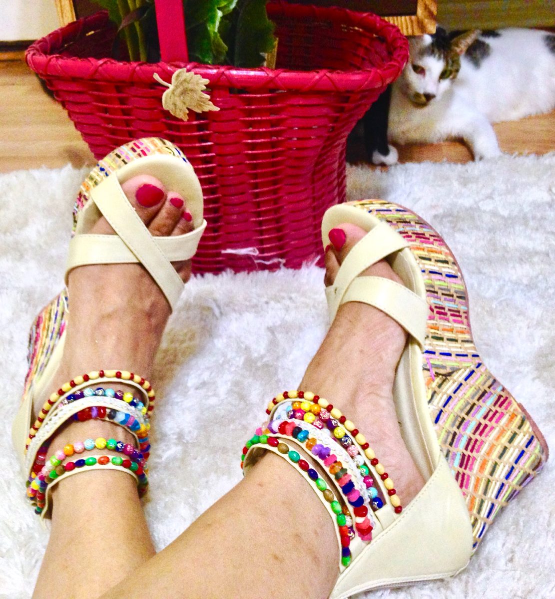 wedge bead sandals